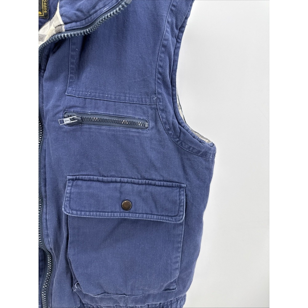 Branded Lion Flannel Lined Utility Vest Mens Blue Size XL - Picture 2 of 8